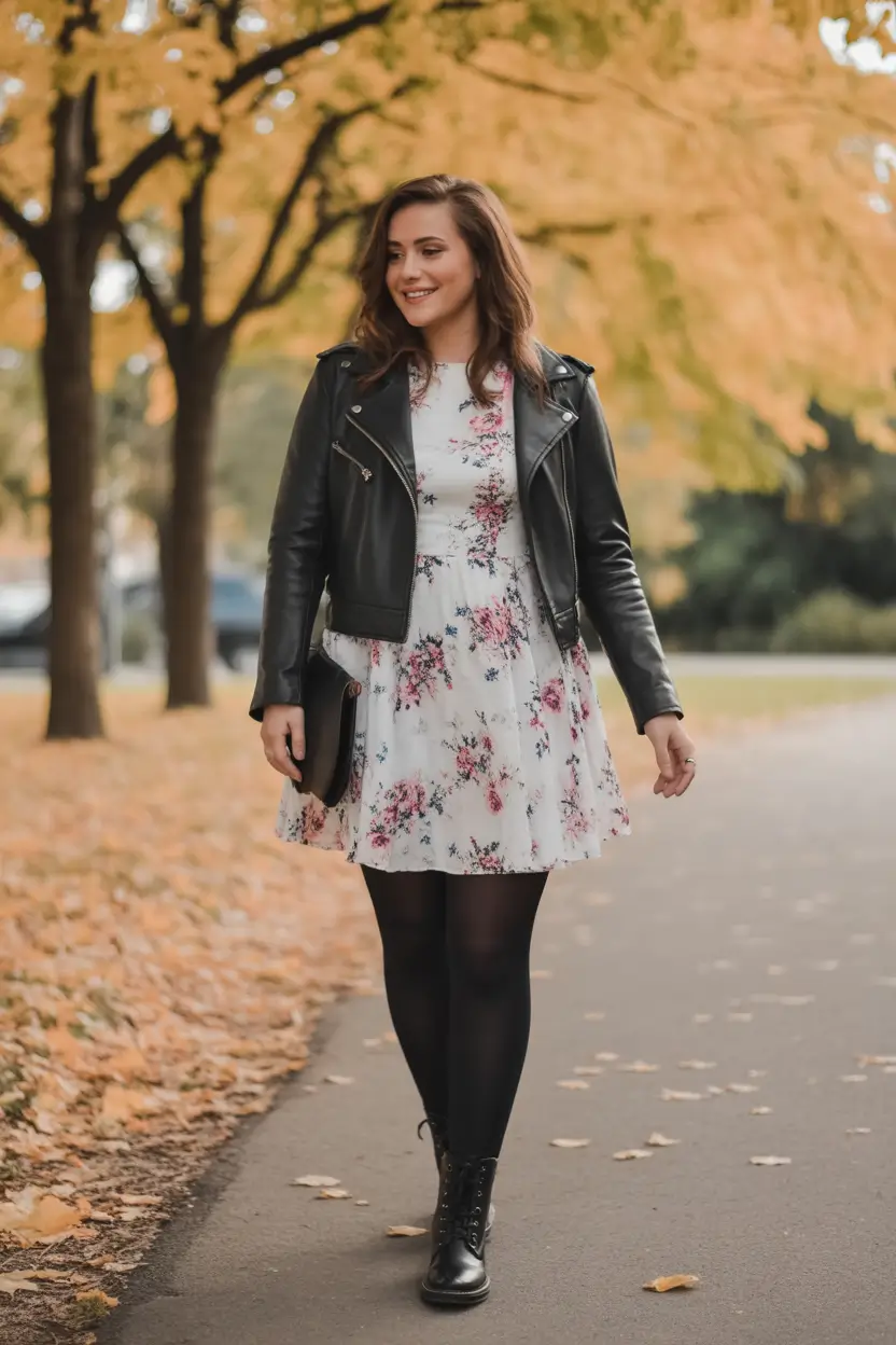 midsize fall outfits Soft Grunge Meets Sweet Florals