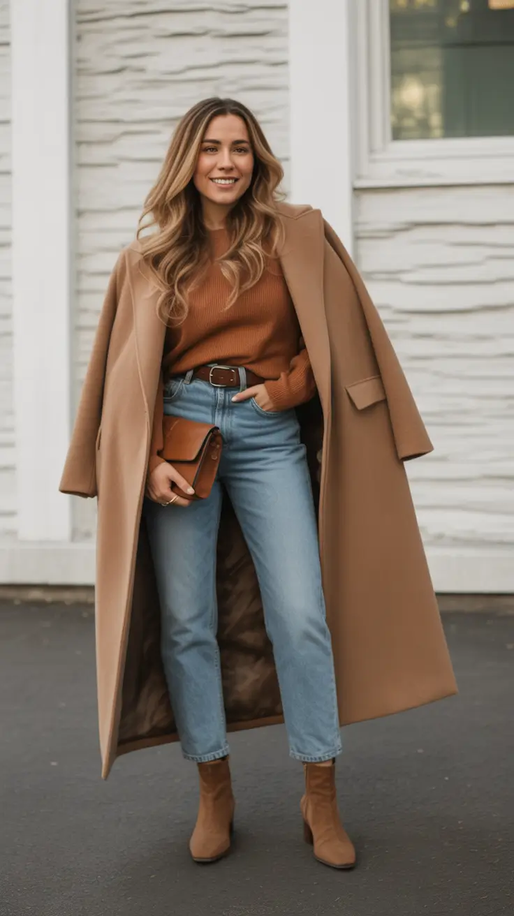 midsize fall outfits Caramel Layers for Elevated Everyday Style