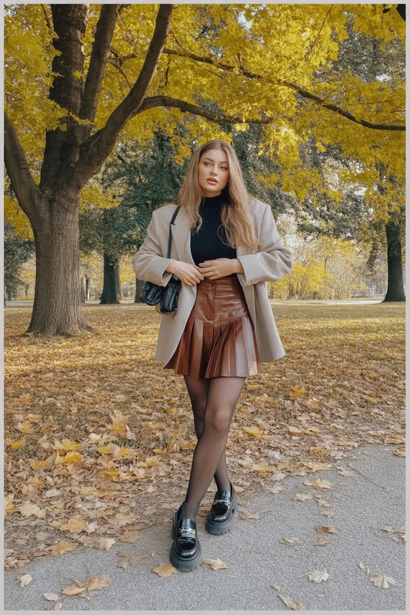 midsize fall outfits Pleats and Power Moves