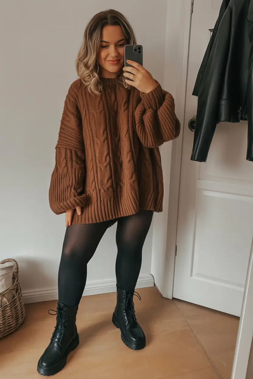 midsize fall outfits Oversized Sweater Weather Energy