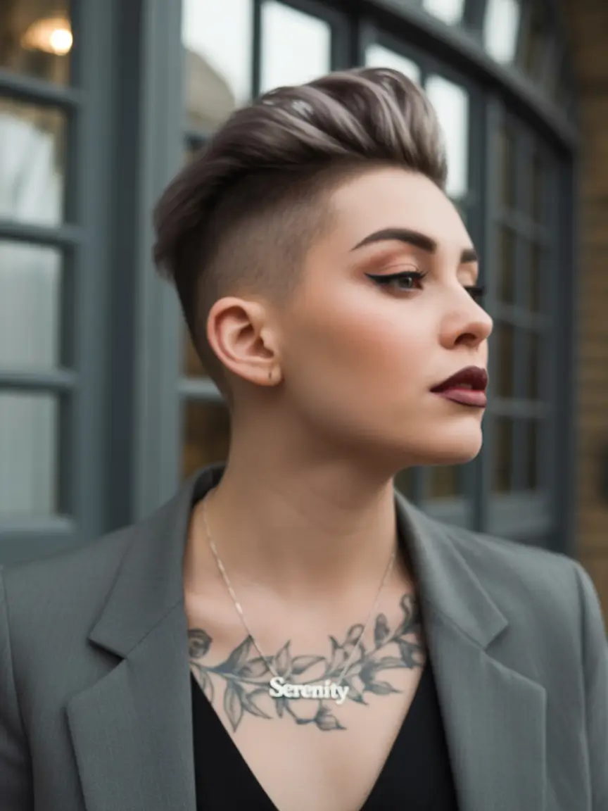 Fall round face haircut Lavender Undercut with Bold Volume