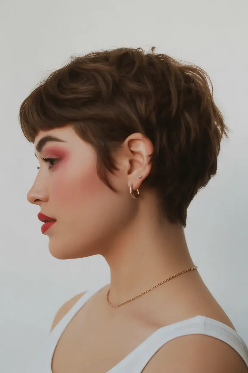 Fall round face haircut Playful Pixie with Soft Retro Rounding