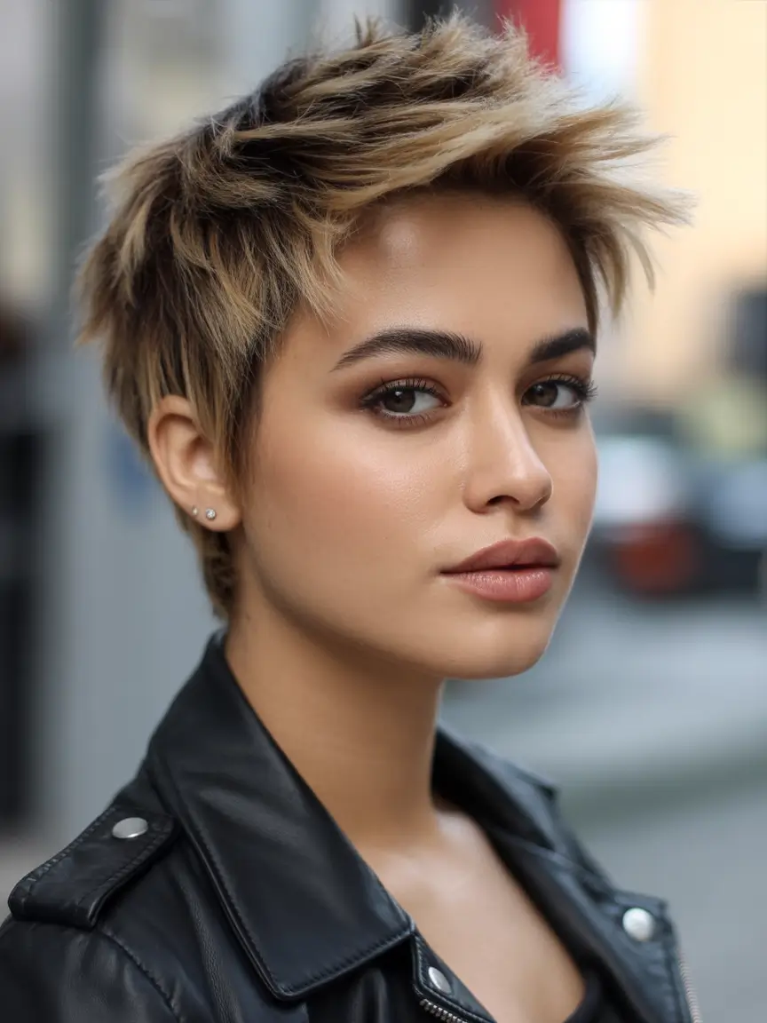 Fall round face haircut Spiky Blonde Pixie for Urban Cool