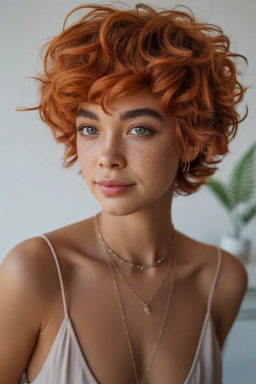Fall Haircuts Fiery Copper Tousled Crop