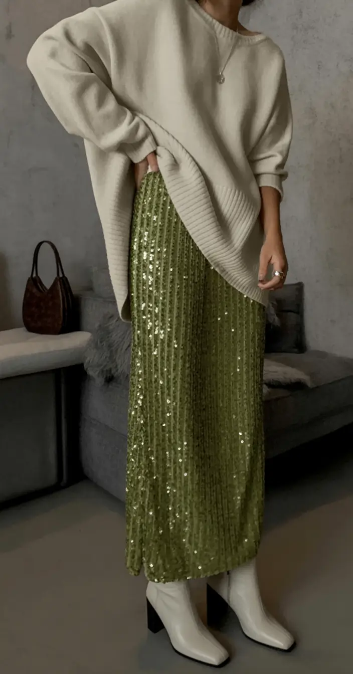 Casual comfy Olive Sparkle and Cozy Knits