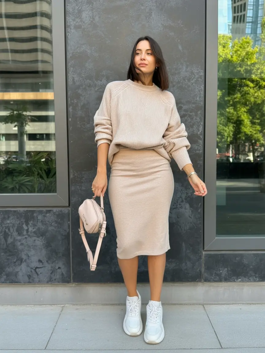 fall sweater outfits All-Neutral and All-Boss