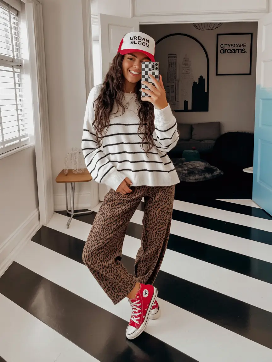 fall sweater outfits Sporty Cool with a Twist