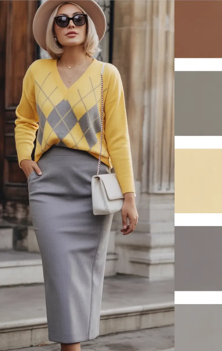 fall sweater outfits Argyle Chic for Elevated Workdays