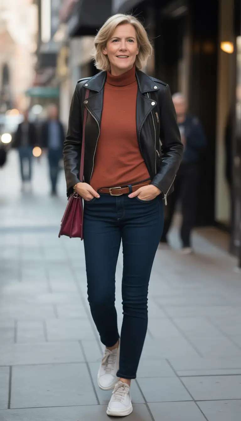 fall outfits with jeans Timeless Leather and City-Chic Energy
