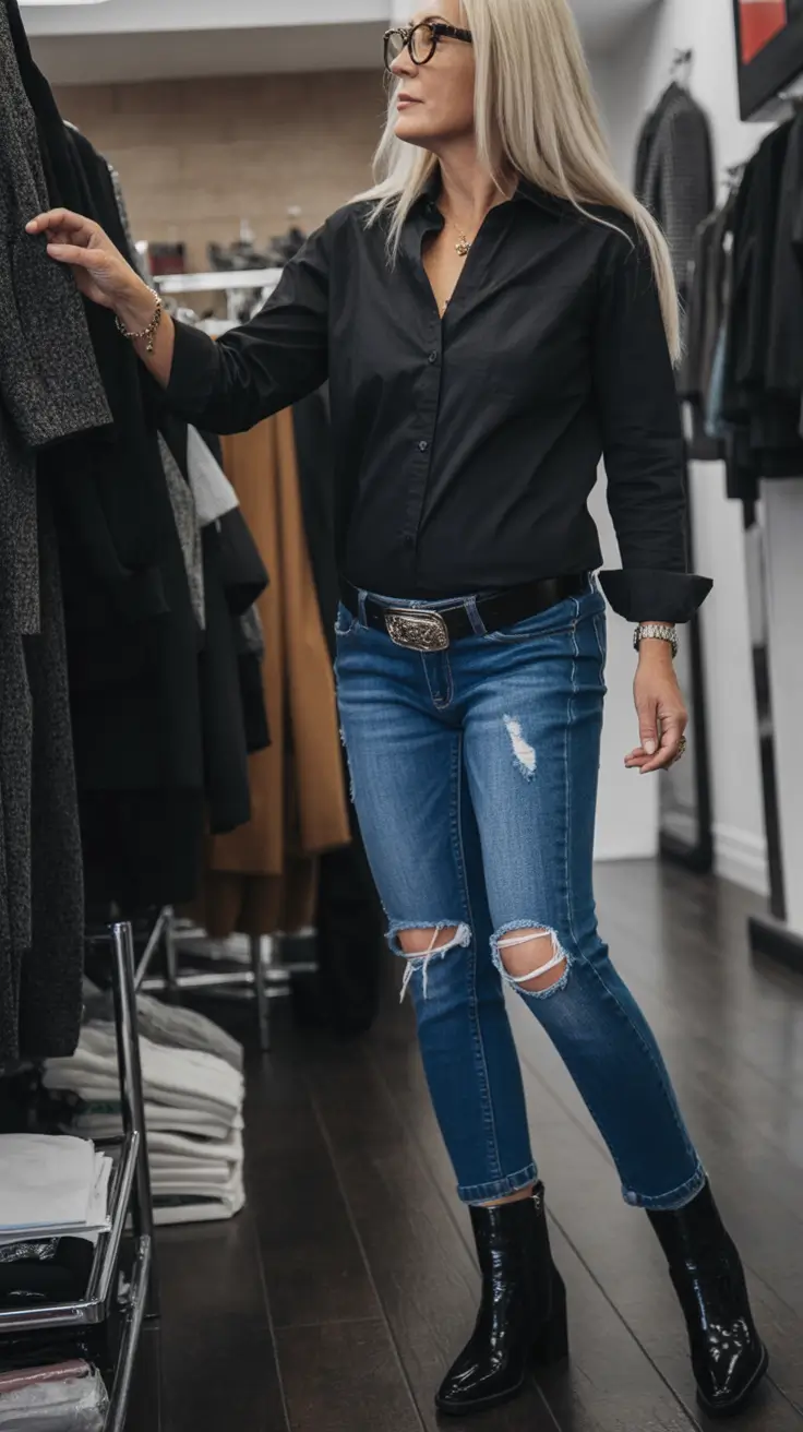fall outfits with jeans Dark Denim for the Days You Mean Business