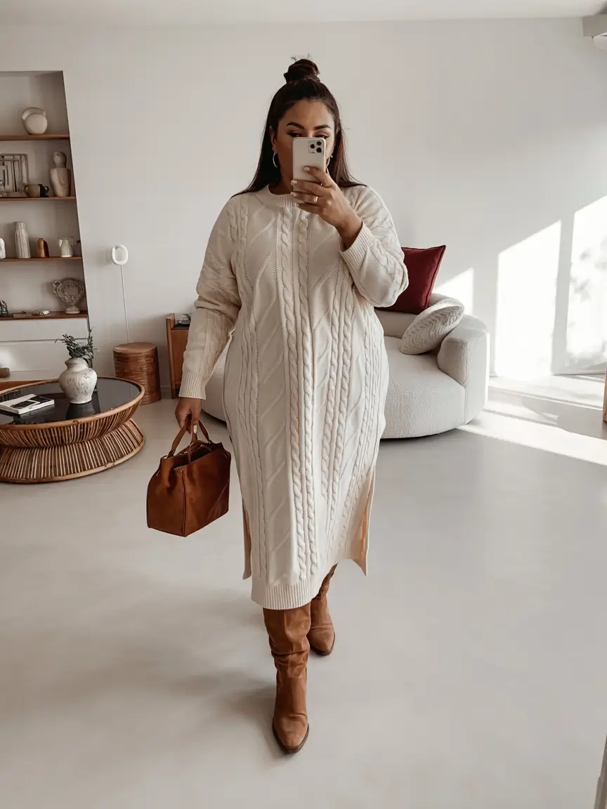 fall plus size capsule wardrobe Cozy Texture Play for Transitional Weather