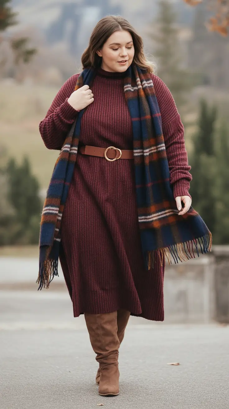 fall plus size capsule wardrobe Cozy Layers With Mountain Charm