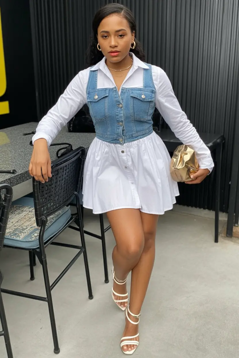 fall plus size capsule wardrobe Playful Denim Dress Layering