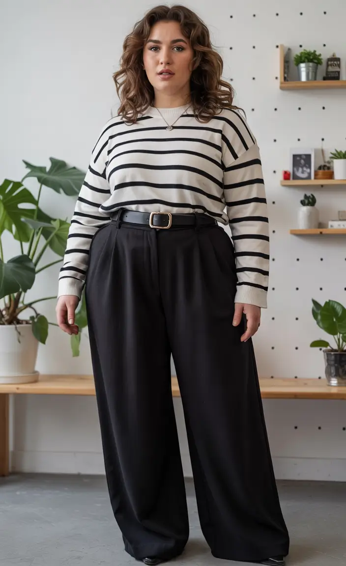 fall plus size capsule wardrobe Monochrome Parisian Power Look