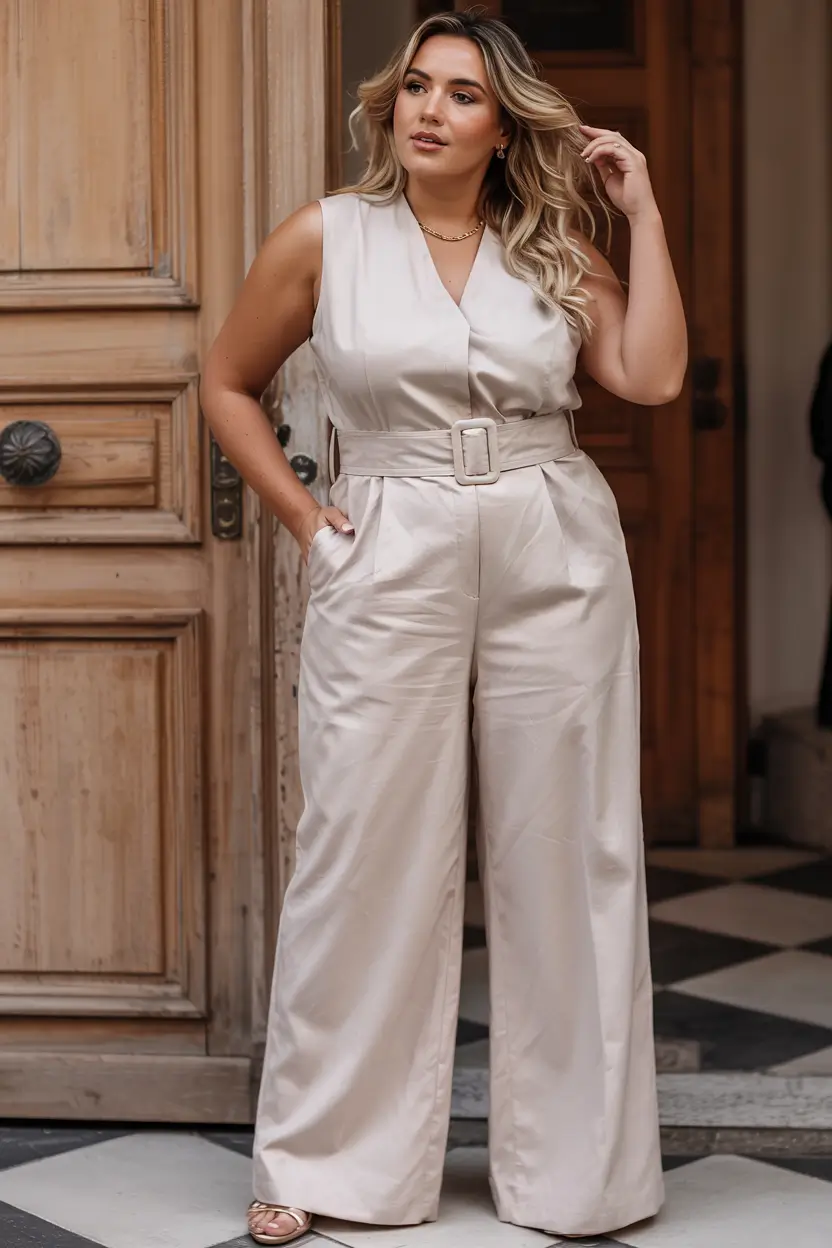 fall plus size capsule wardrobe Satin Neutrals With Quiet Luxury Vibes