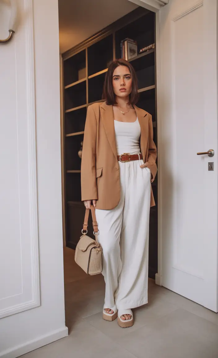 fall transition outfits 2025 Neutral Suiting With a Soft Statement