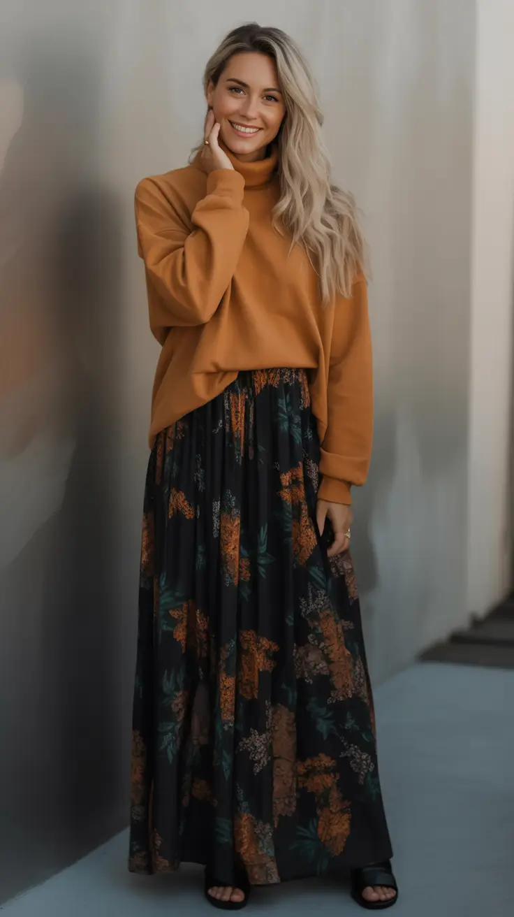 fall transition outfits 2025 Harvest Florals & Pumpkin Spice Energy