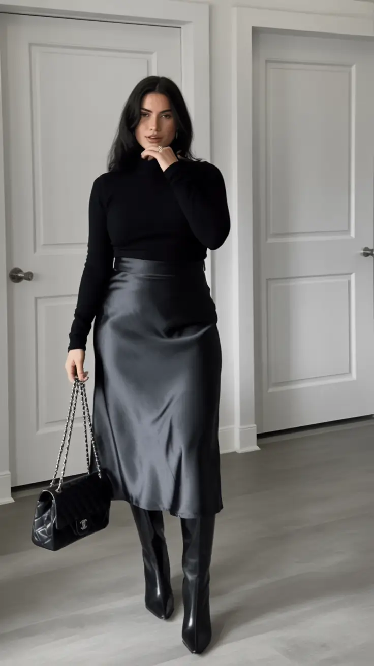 fall transition outfits 2025 All-Black Everything, The Glossy Version