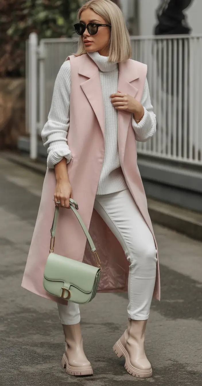 fall transition outfits 2025 Blush Power Layers With a Soft Punch