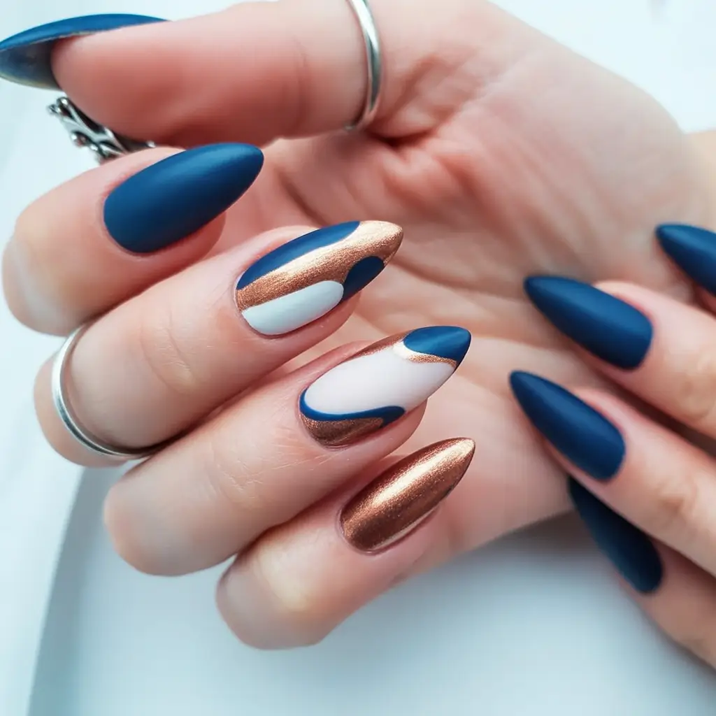 Fall-dip-powder-Blue-and-Bronze-The-Cozy-Luxe-Combo