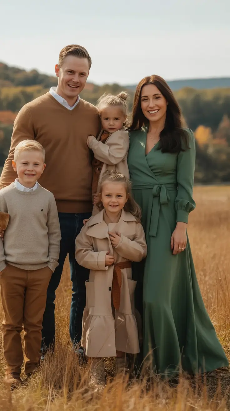 fall family photo outfits Olive Green Elegance With Warm Neutrals