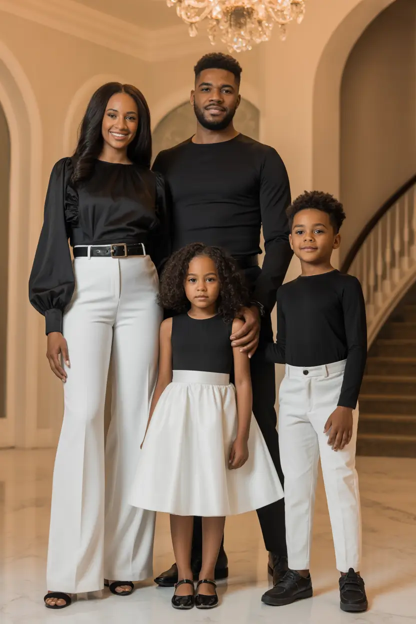 fall family photo outfits High Contrast Formal in Black and White