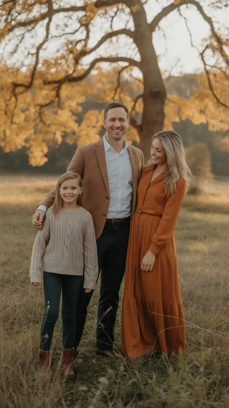 fall family photo outfits Golden Hour in Rust and Chestnut