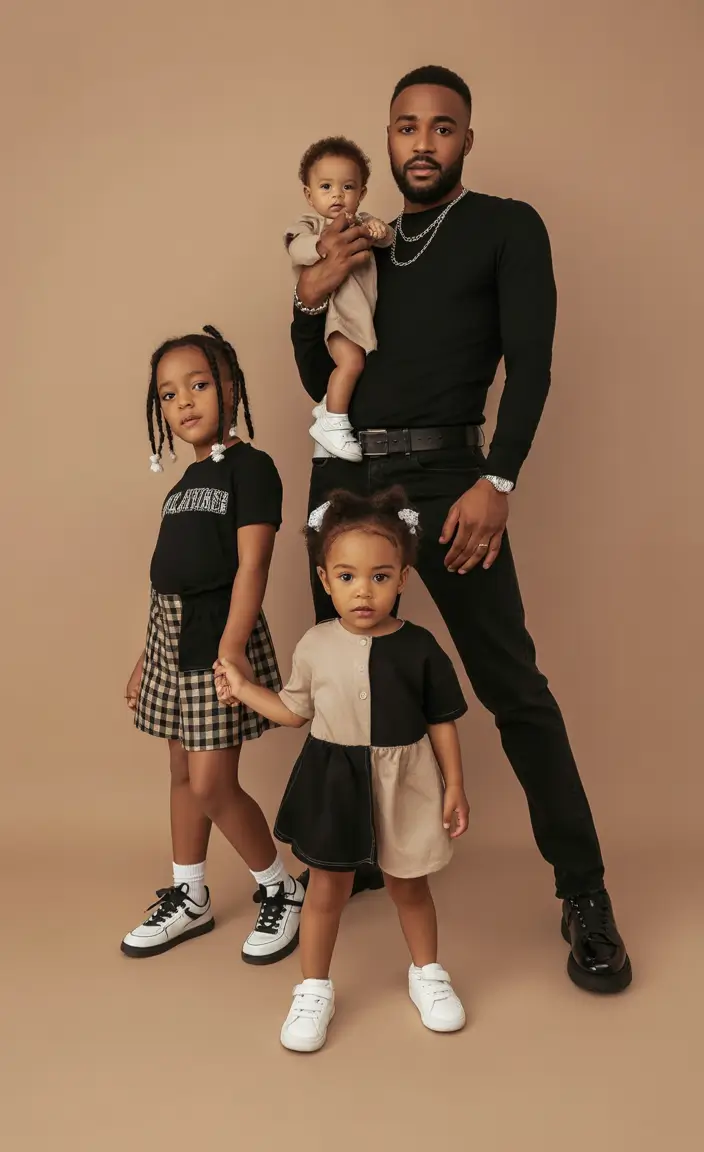 fall family photo outfits Bold Balance in Tan and Black