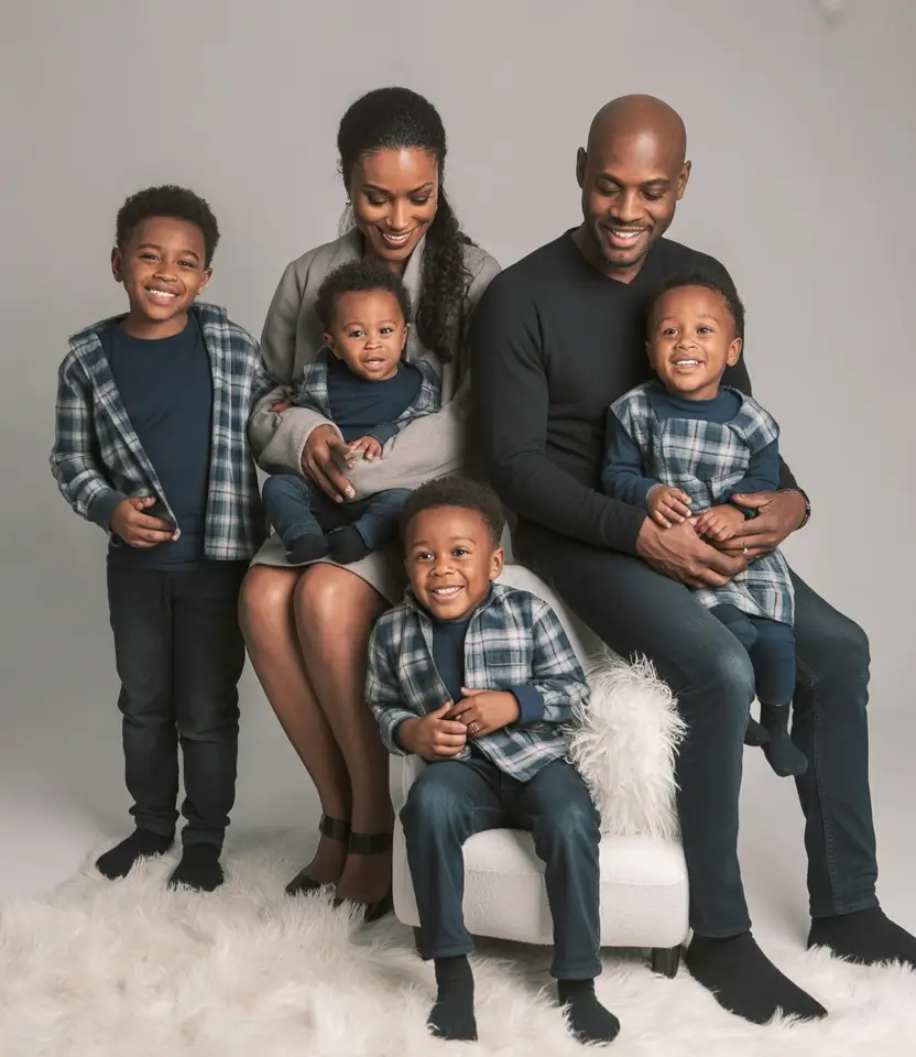 fall family photo outfits Moody Blues and Plaid Layers