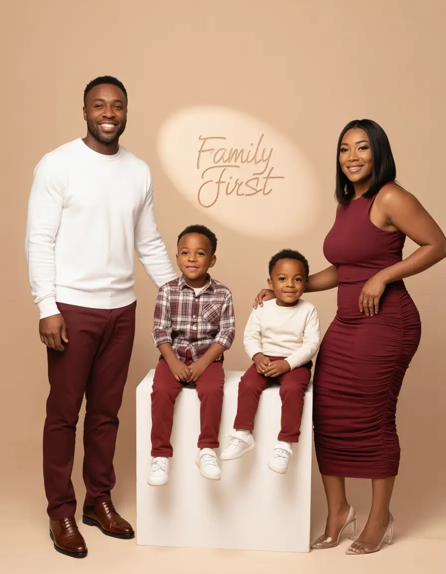 fall family photo outfits Rich Plum and Creamy Neutrals