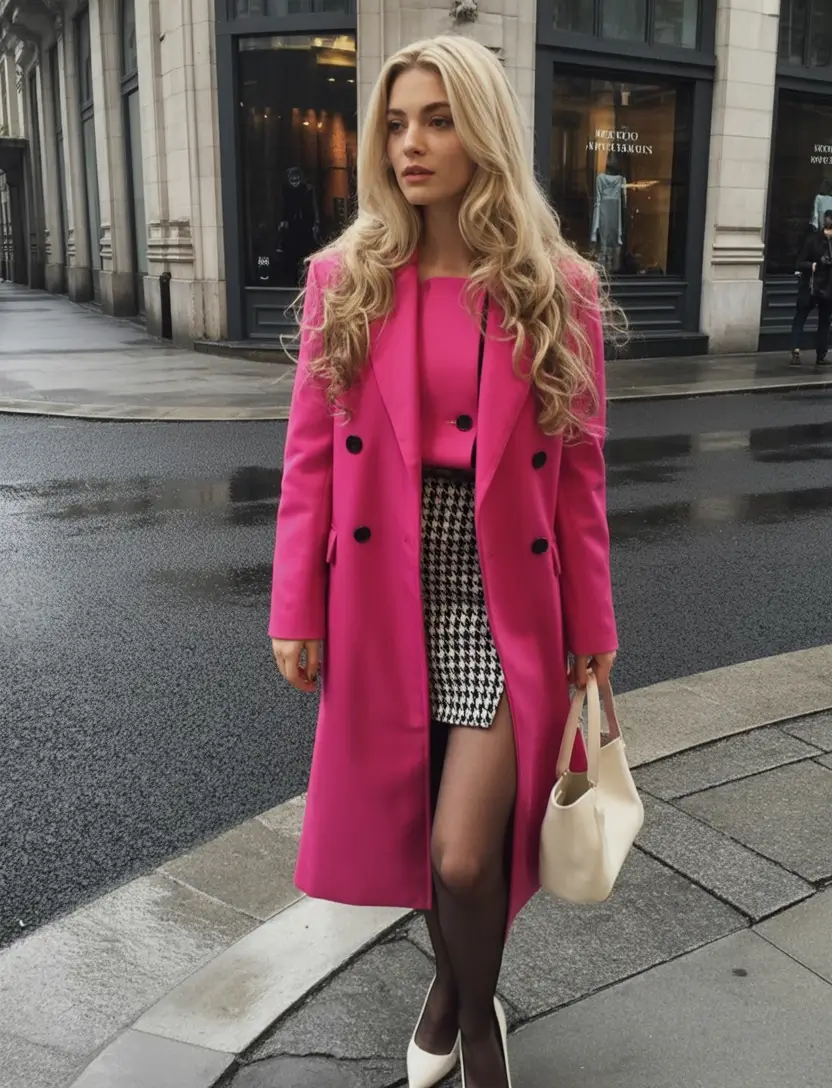 fall fashion trends for women 2025 Hot Pink Power & Houndstooth Cool