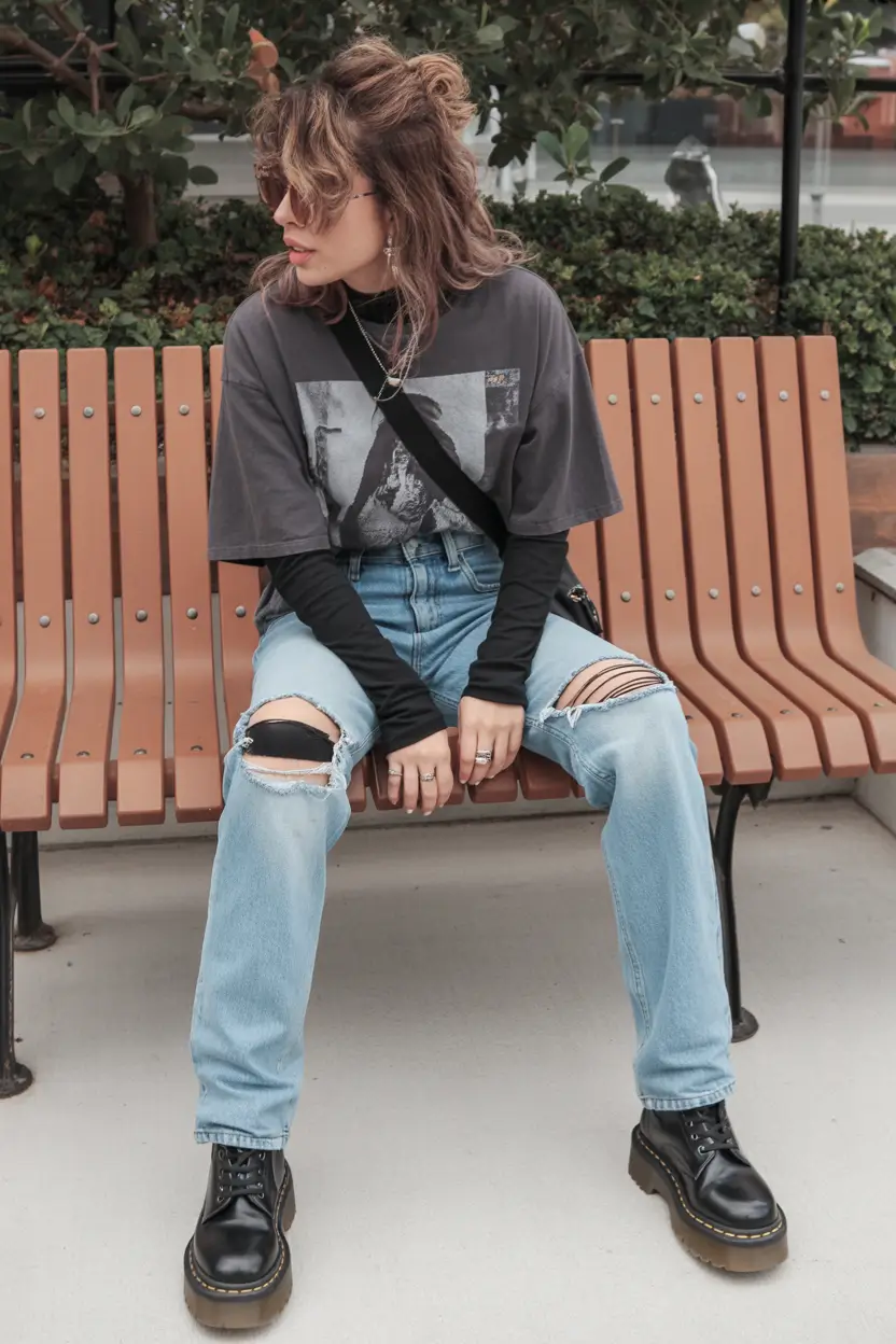 fall fashion trends for women 2025 Grunge Revival with a Graphic Punch