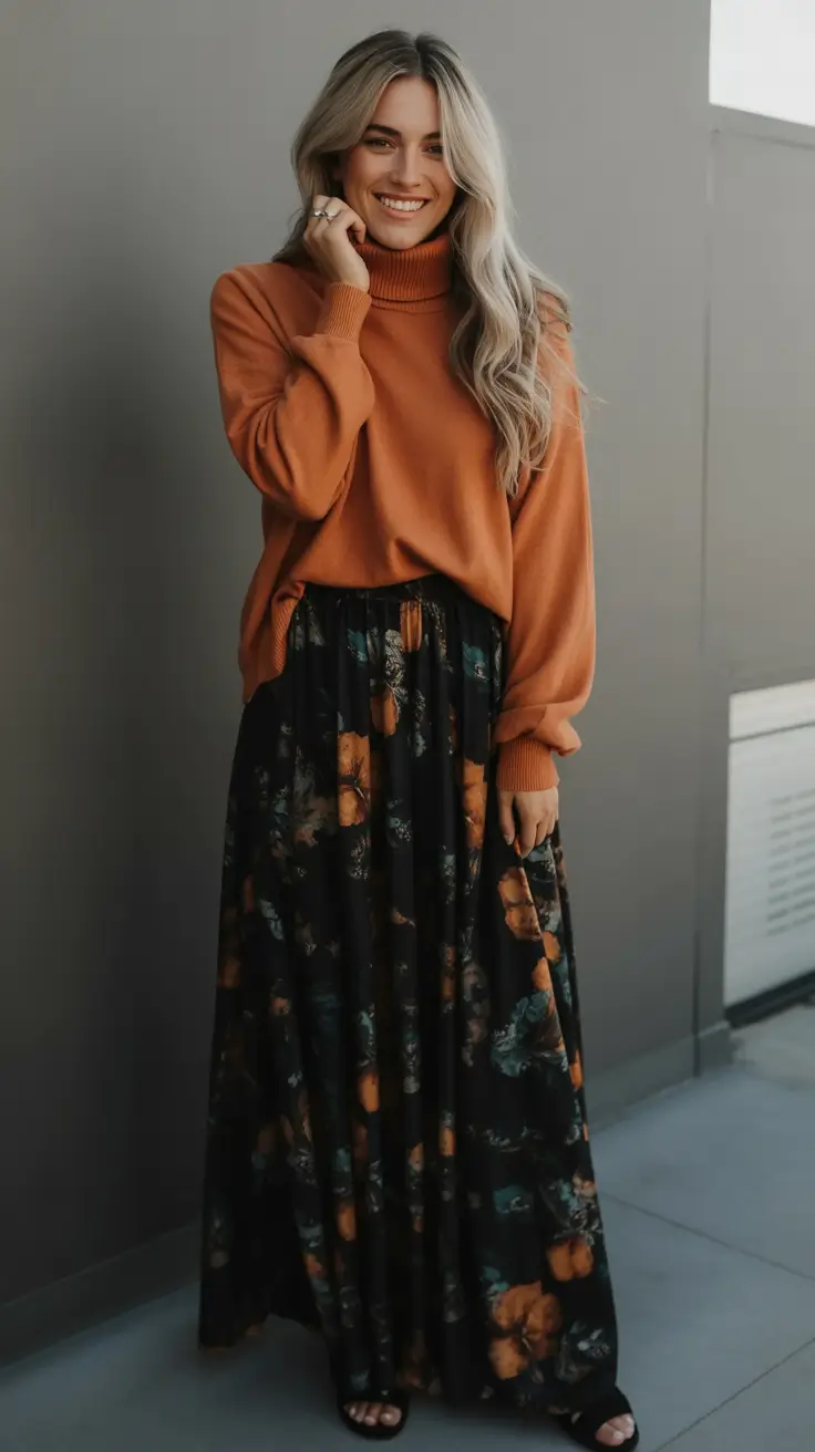 fall outfits ideas 2025 Floral Grounding with Cozy Volume