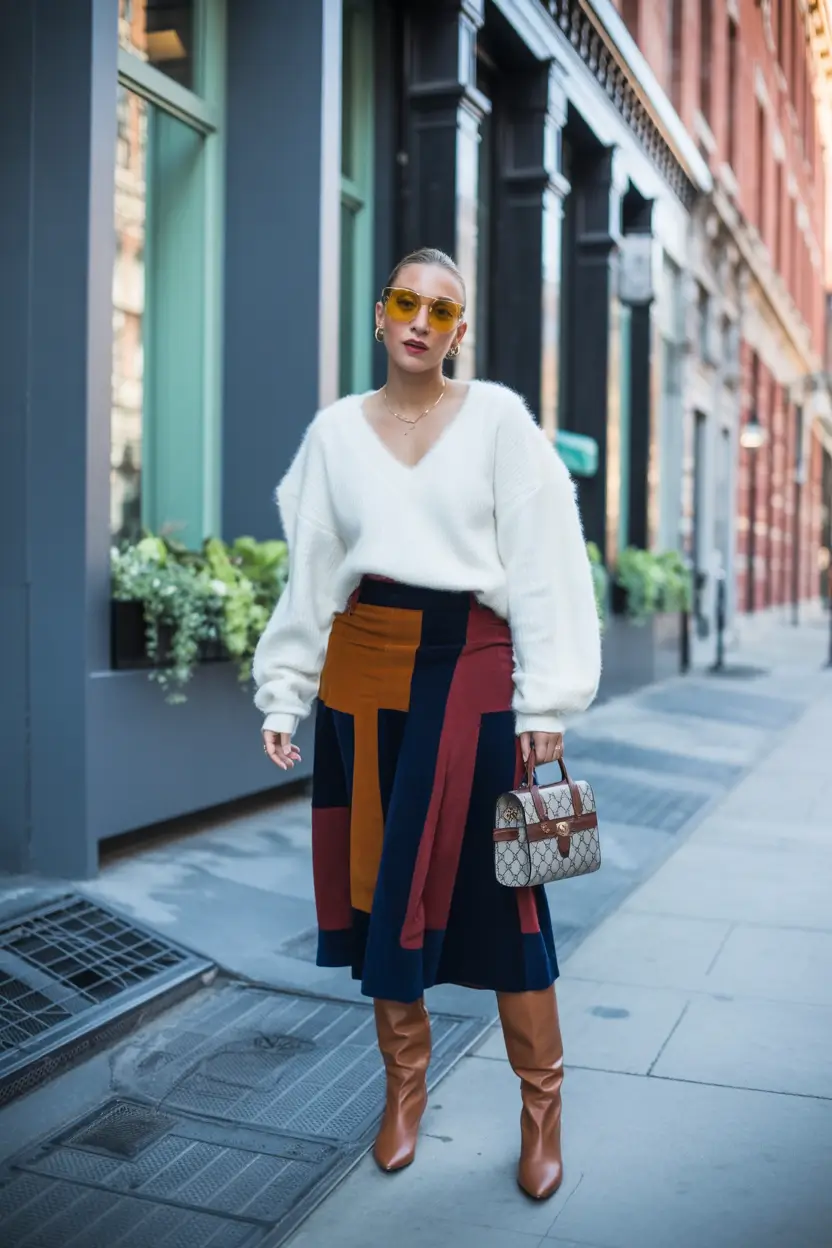 fall fashion outfits Colorblock Cool Meets Retro Bohemian