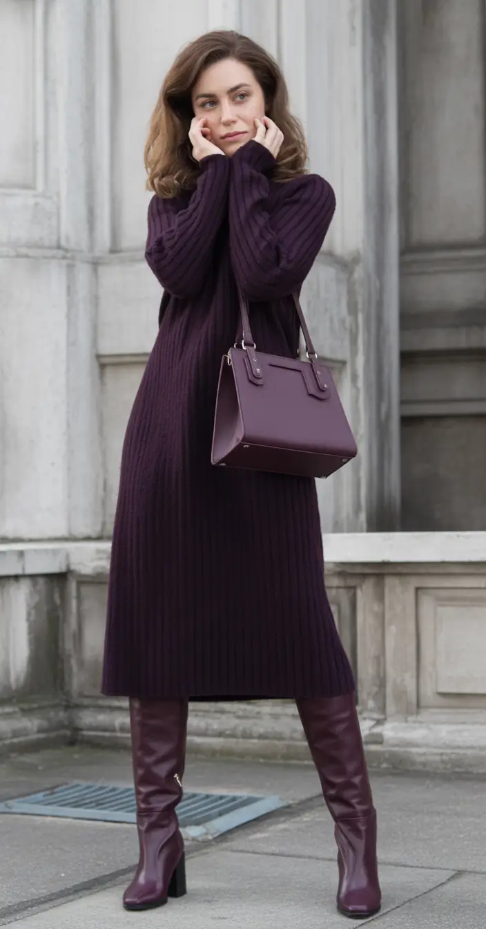 fall fashion outfits All-Plum Everything: Monochrome Magic