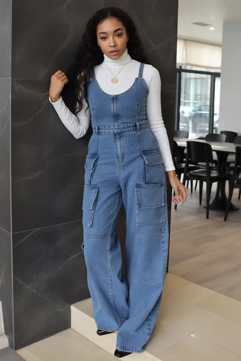 fall fashion outfits Denim Utility with a Modern Retro Twist