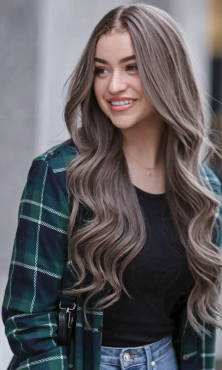Fall hair color for women over 40 Cool-Toned Cocoa Steel Waves
