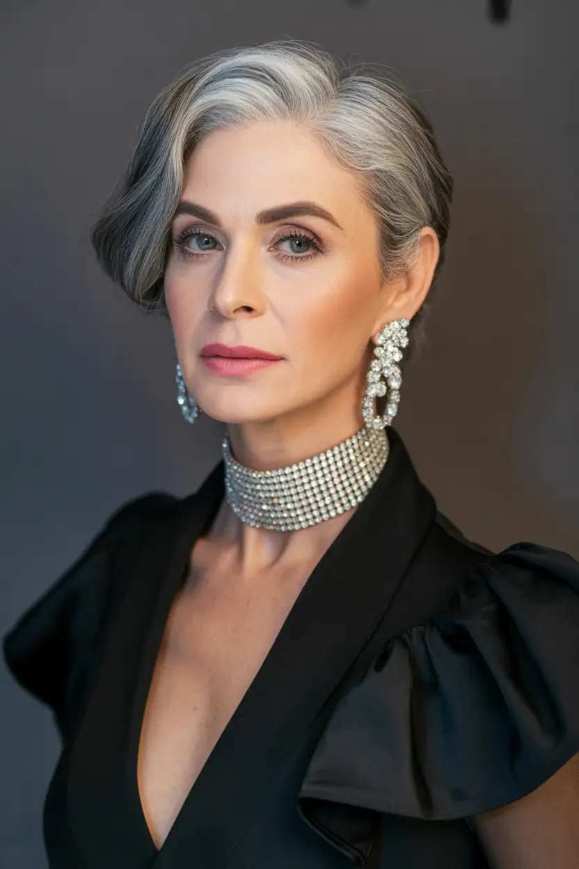 Fall hair color for women over 40 Silver Luxe with Old Hollywood Glam