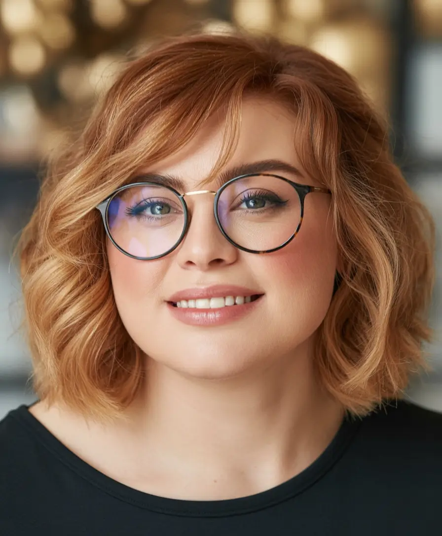 Fall Haircuts for Chubby Faces Peachy Layered Bob with Rounded Volume