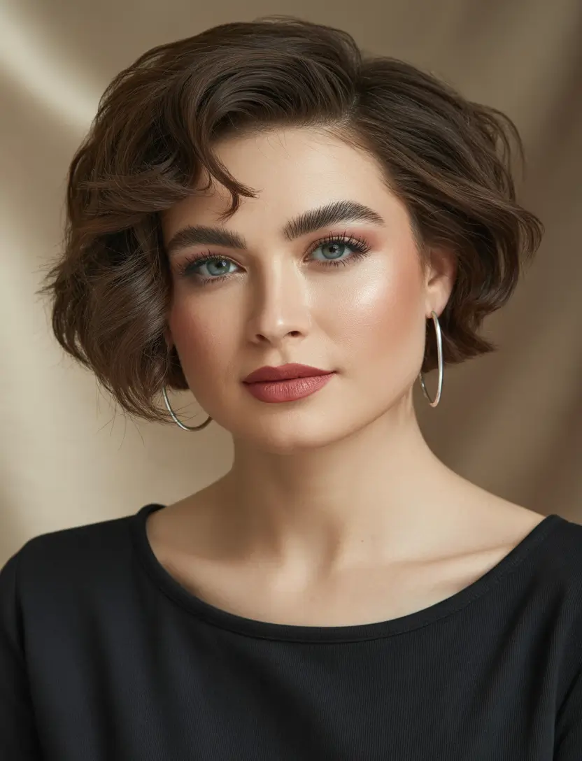 Fall Haircuts for Chubby Faces Curved Vintage Bob with Side Drama