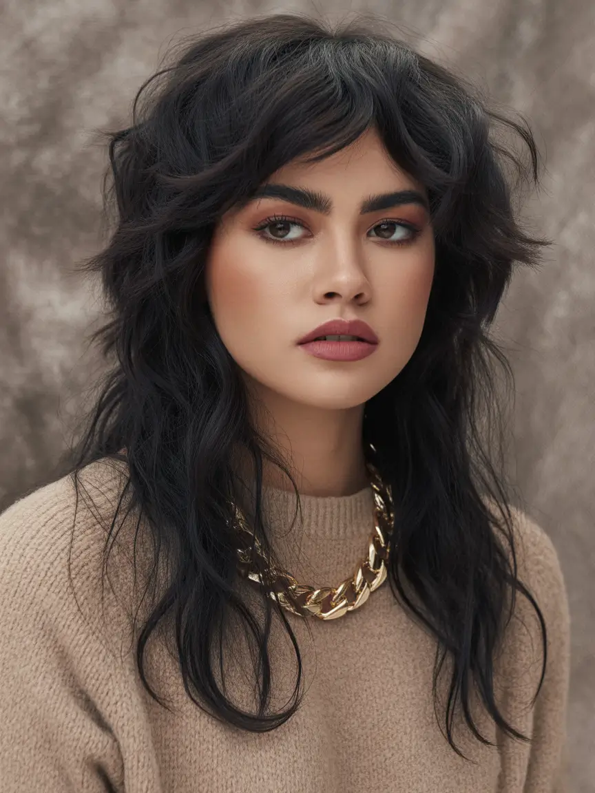 Fall Haircuts for Chubby Faces Modern Mullet with Wispy Fringe