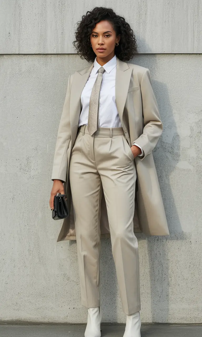 Women work The New Power Suit: Soft Neutrals Edition