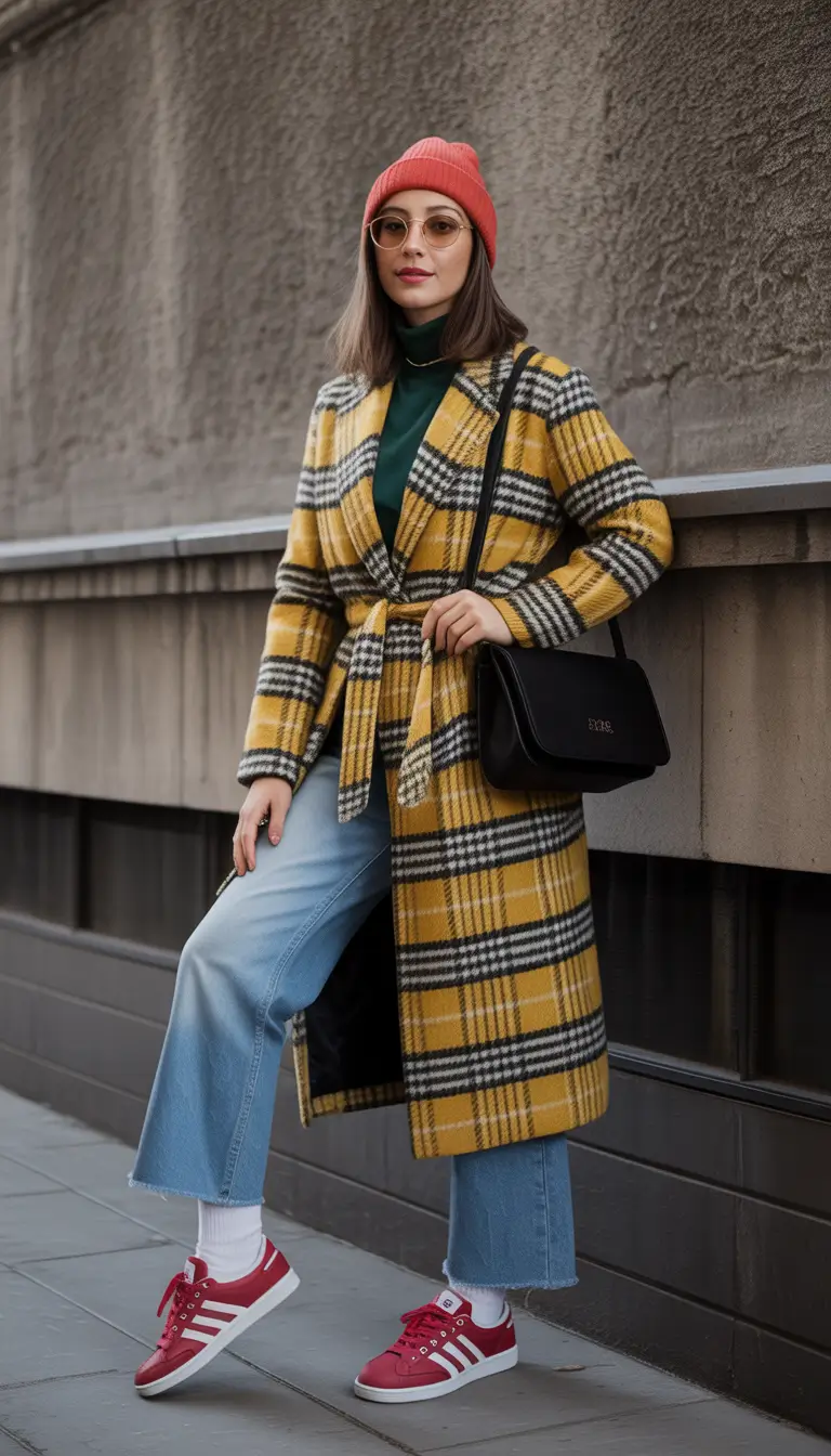 fall winter outfits Playful Plaid and Retro Vibes