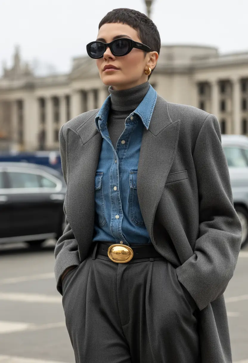 layering for fall outfits+Power Moves in Shades of Gray and Denim