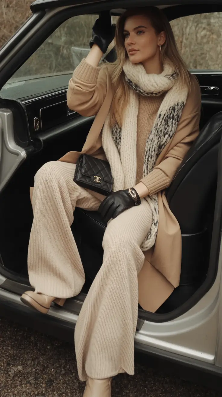 layering for fall outfits+Monochrome Neutrals with Luxe Texture