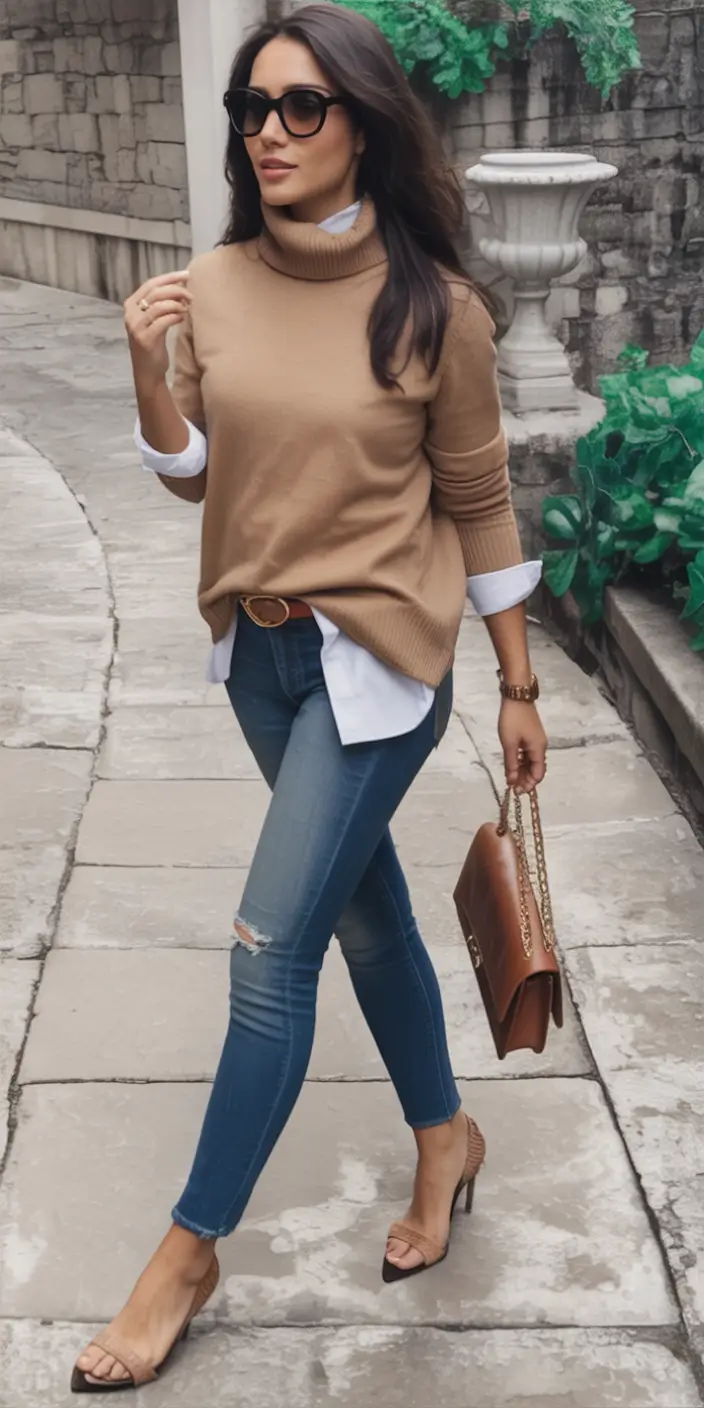layering for fall outfits+Neutrals with a Pop of Polished