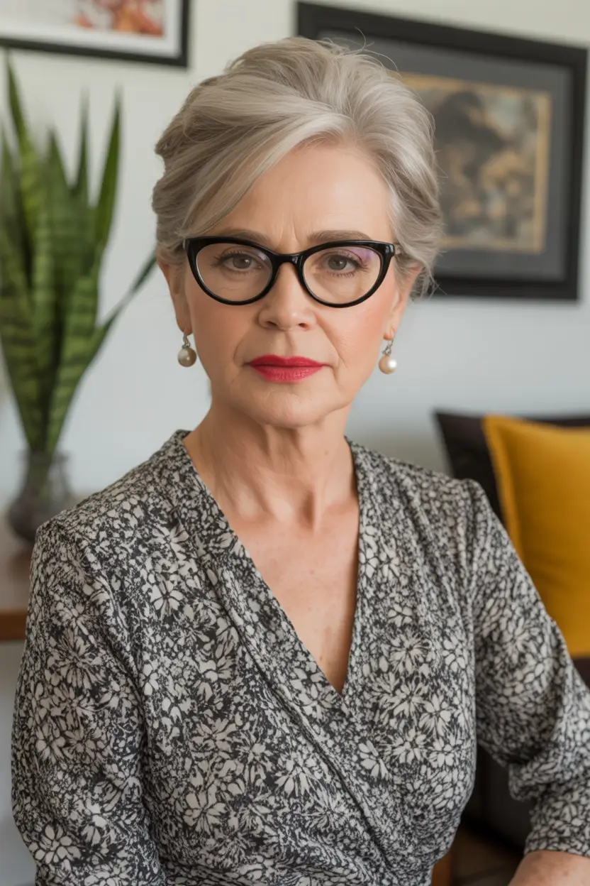 Fall haircuts for women over 60 Sleek and Lifted Grace Updo