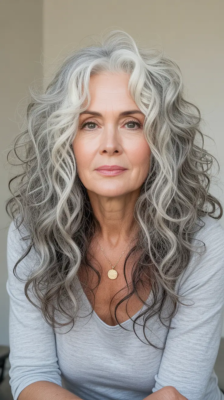Fall haircuts for women over 60 Shaggy Curls With a Smoky Root