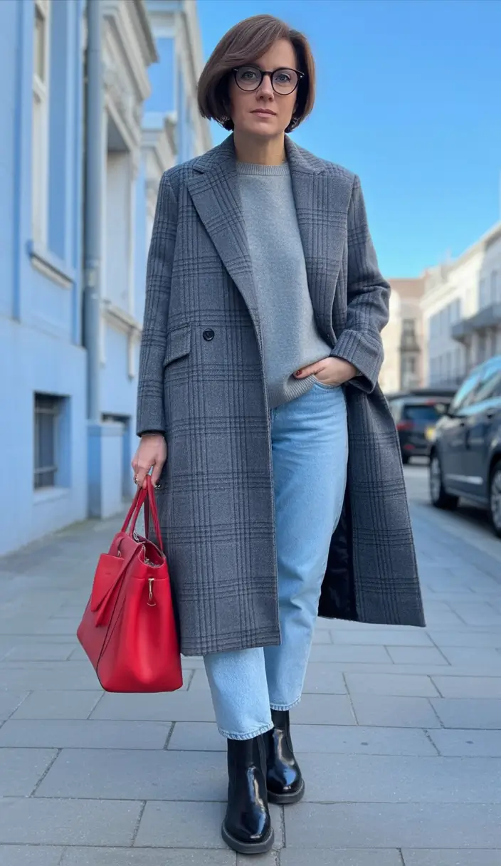 new fall fashion clothes Understated Layers with a Pop of Red