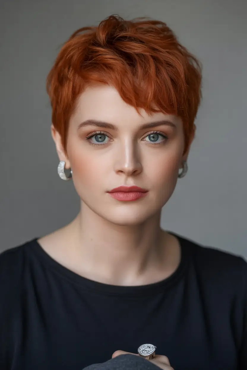 September haicuts Rusty Chic Pixie with Soft Edge Layers